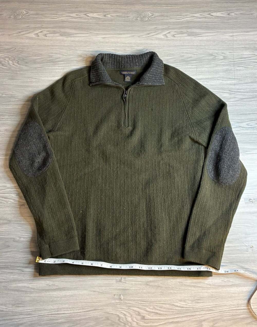 Banana Republic Quarter Zip Sweater Size L Olive Lambswool Cashmere